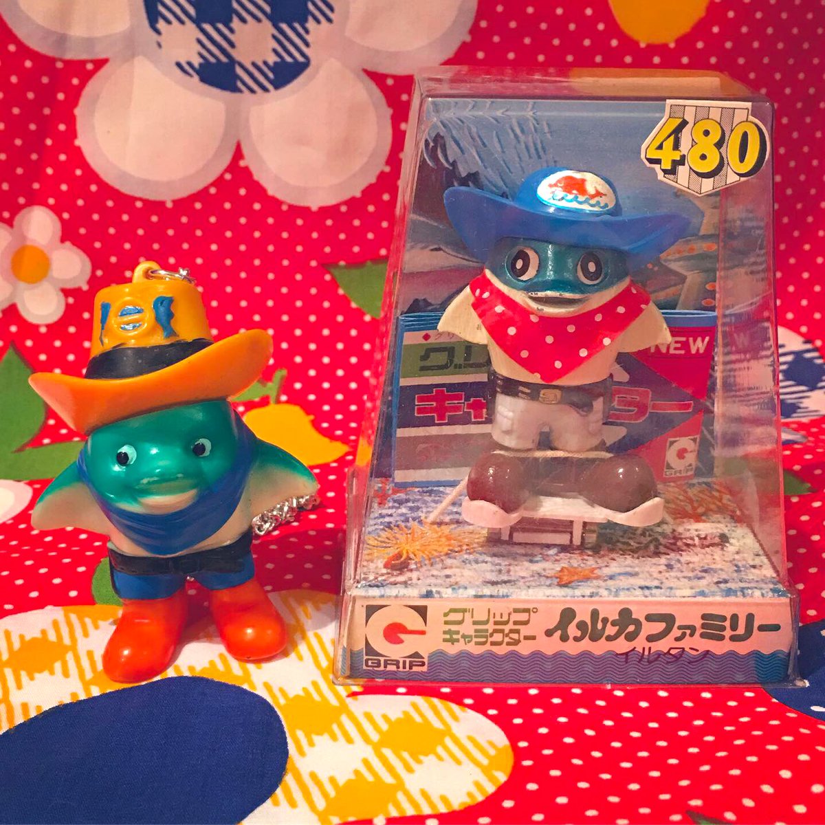 イルカファミリー　エーダイグリップ　キャラクター玩具　開封品 グリップキャラクターのイルタンが我が家のファミリーに