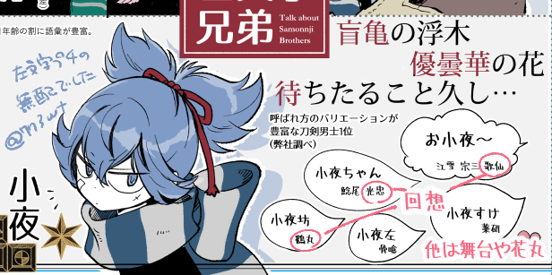 小夜ちゃん呼びが話題なので左文字プチの時の無配の一部をそっと載せておきますね… 
