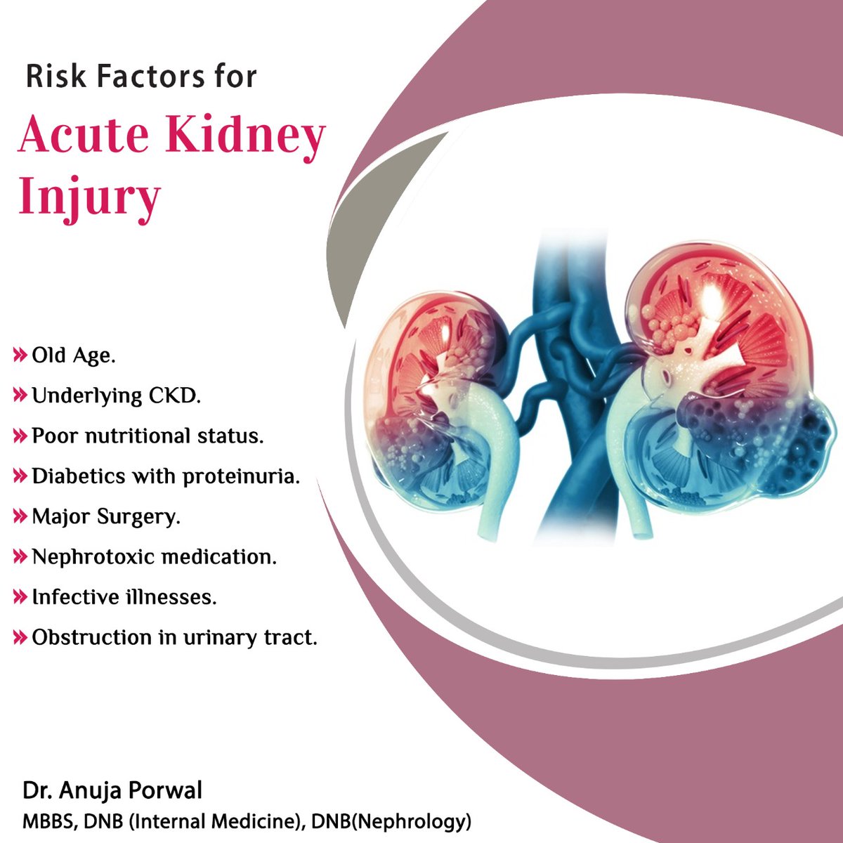 AnujaPorwal's tweet photo. When your #kidneys stop working suddenly, over a very short period of time (usually two days or less), it is called acute kidney injury (AKI).
#acutekidneyinjury #nephrology #nephrologist #aki #Oldage #nephrotoxic #ckd #fortis #noida #fortisnoida
#greaternoida #India #delhincr https://t.co/9L5OYWyhNN