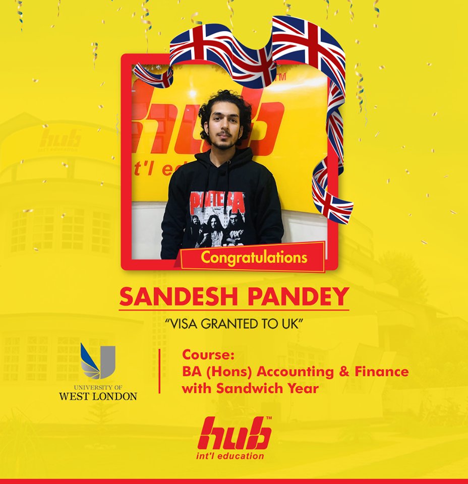 IntlHub's tweet photo. 🎉🎉Congratulations 👨🎓Sandesh Pandey 🎓️ VISA️ Granted for UK
Cheers 🎉Team #HUB
#hubinternational #hubintl #hub #studyin #UK
#iHeartAwards @UniWestLondon
#TuesdayMotivation https://t.co/JPVSDCPwcX