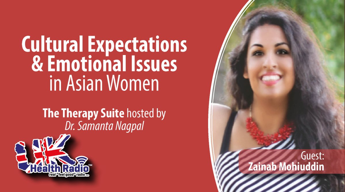 ukhealthradio's tweet photo. The Therapy Suite with Dr. @NagpalSamanta on @ukhealthradio - Cultural #expectations and #emotional issues in asian women. Interview with Zainab Mohiuddin, #TransformationalCoach and #EmotionalFreedomTechnique (EFT) and Matrix Reimprinting Practitioner.
https://t.co/6DqO4MqeSp https://t.co/pGm7TwuTA0