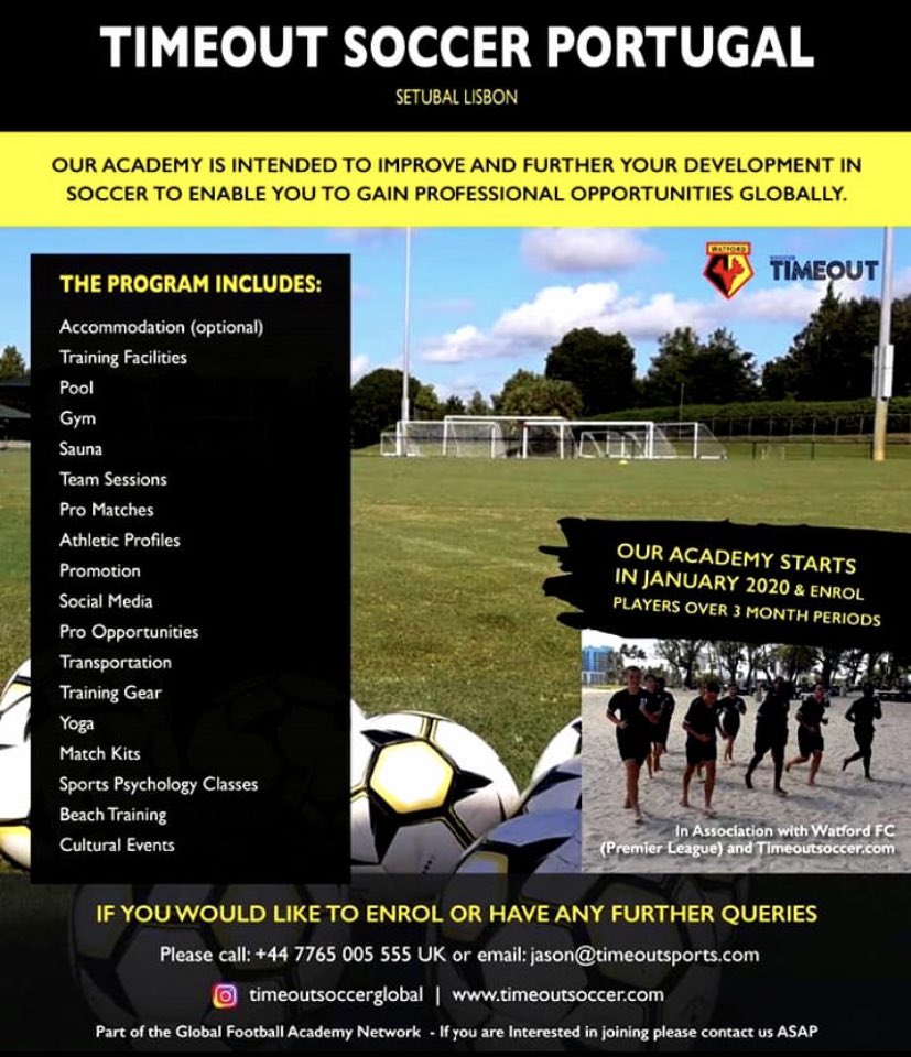 Non league world ... RETWEETS APPRECIATED

If you or someone you know currently doesn’t have a club, this could be for you! 

Our academy is running for the next month in Portugal (v cheap flights)

25% discount if you book through me too 💃🏼 ⚽️ 

Message me for further details