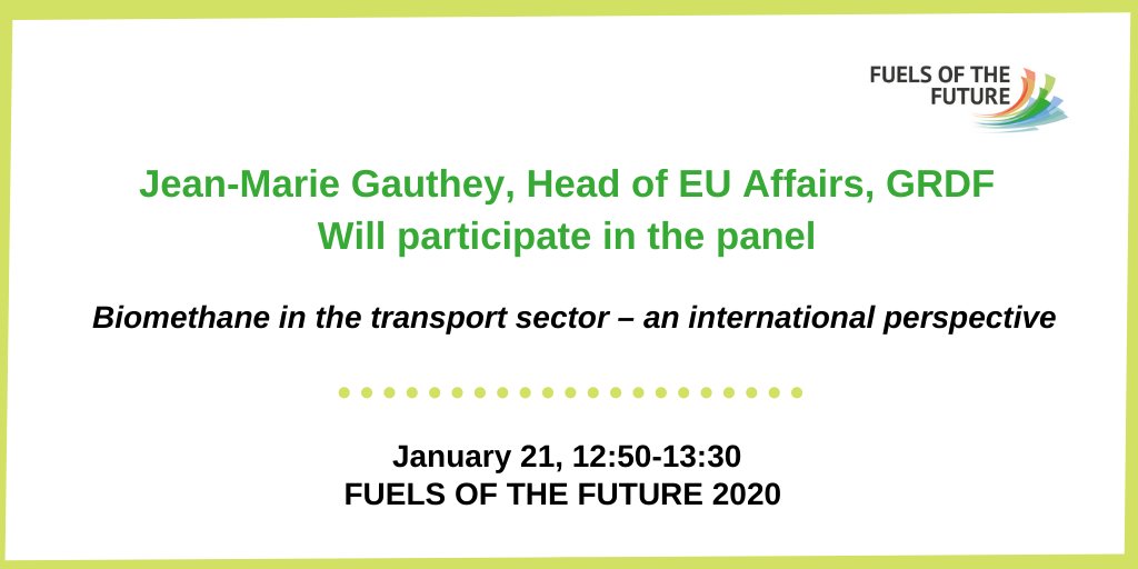 See you at the panel on #biomethane 🍃 and #mobility 🚗🚚🚜🚌, international perspectives, today #fuels2020 

#IGW2020 #RenewableEnergy #EUtransport #EUGreenDeal #Biokraftstoffe #Verkehr #BioNGV