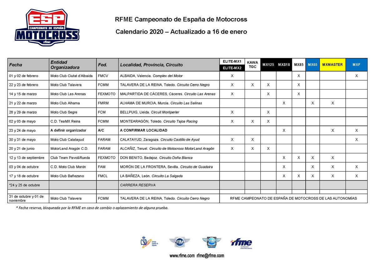 cTelR's tweet photo. Calendario oficial de la RFME 2020 para el Campeonato de MX.

https://t.co/D2fqWAWMBy

#ConTacosenlasRuedas #CTR #RFME #MXRFME #MX2020 https://t.co/aFvVFMr8yy