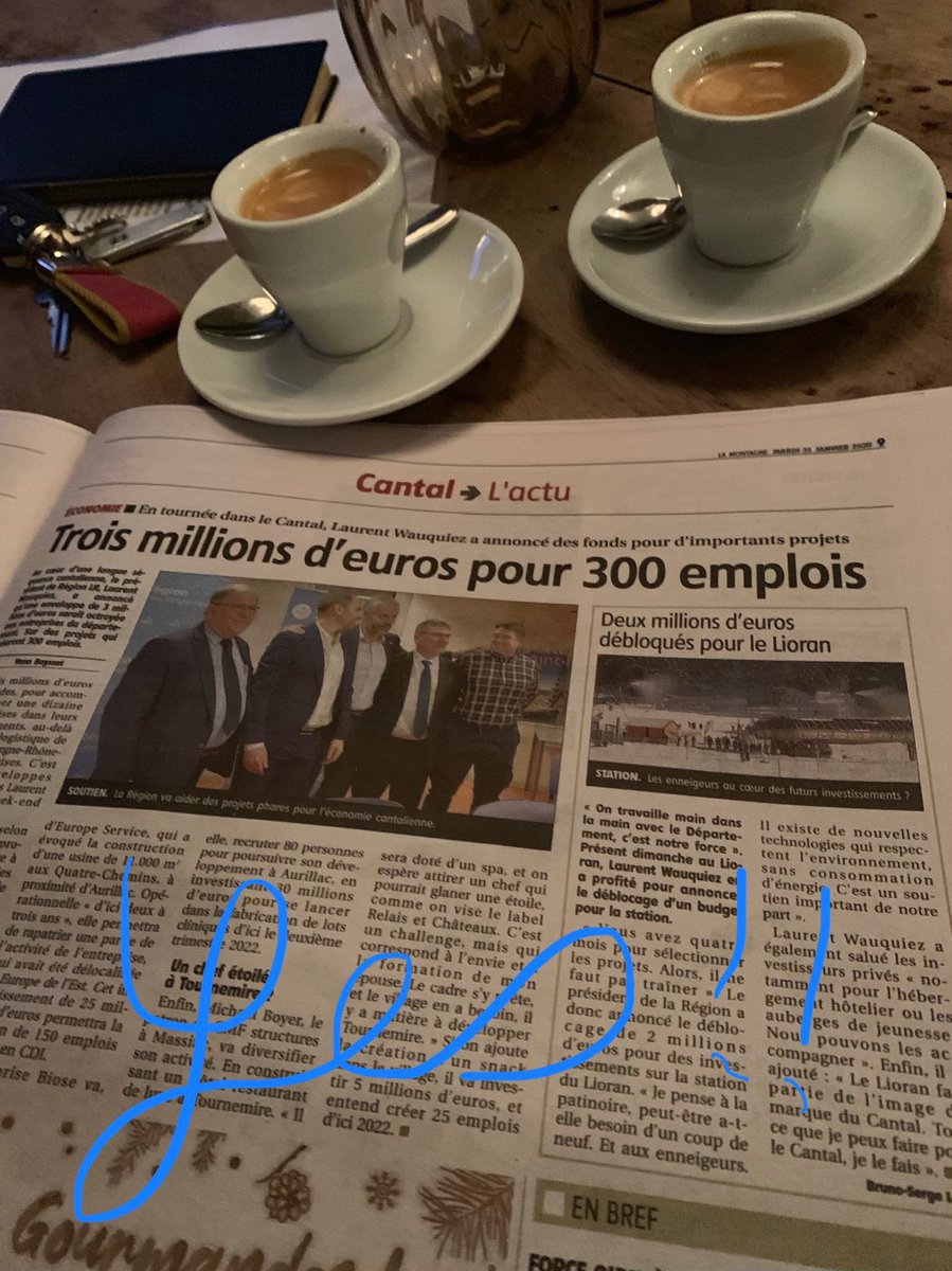 cantalauvergne's tweet photo. 3 millions € pour 300 emplois cantal ⁦@Europe__Service⁩ #biose #CMF et 2 millions pour la ⁦@StationduLioran⁩  jamais la région n’a autant aidé le cantal, jamais. Couple département / région efficace ⁦@brunofaure⁩ ⁦@laurentwauquiez⁩ ⁦@lamontagne_fr⁩ https://t.co/N1FxZRwdBo