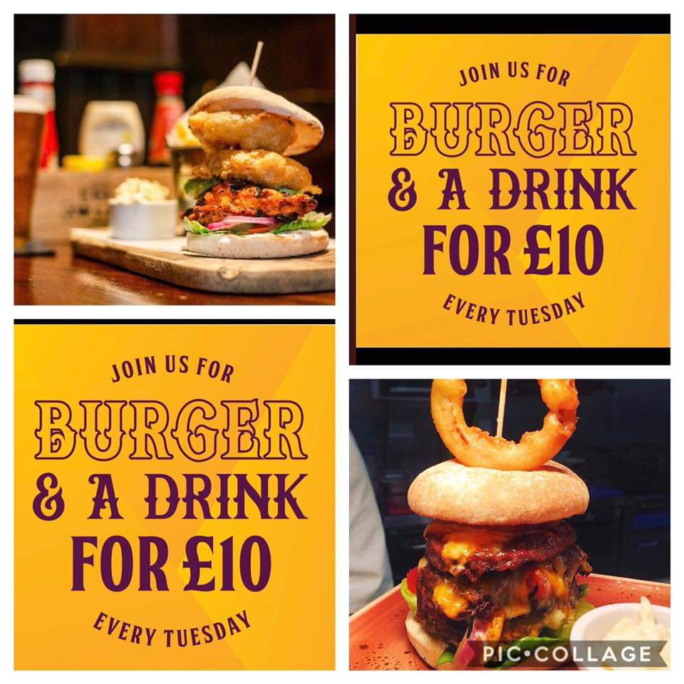 TUESDAY TREATS 🍔 🥤 burger &amp; a drink for just £10 and you can upgrade your burger for just a few extra ££’s
#freshfoodnotfastfood #burgerandbeer #treatyoourselftuesdays