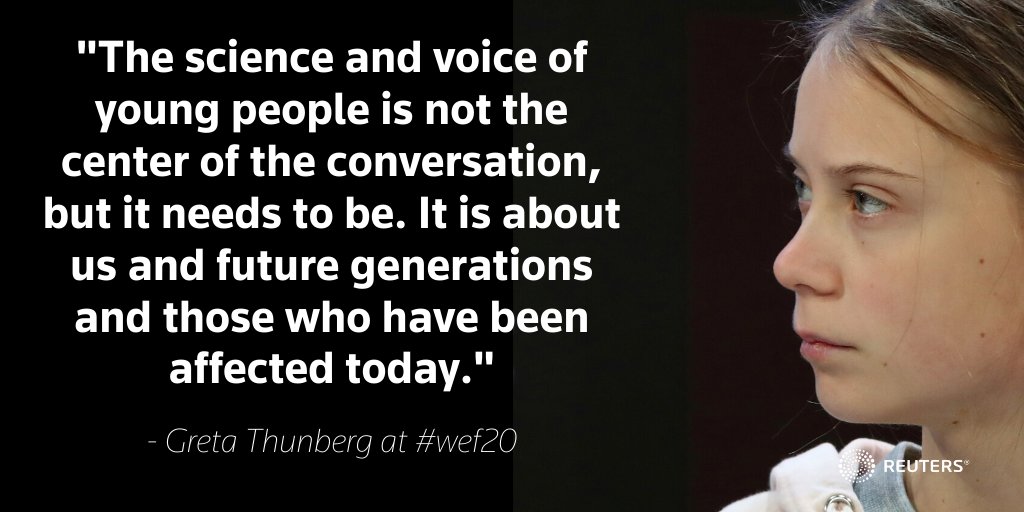 .@GretaThunberg speaks on a youth activist panel at #wef20 #reutersdavos