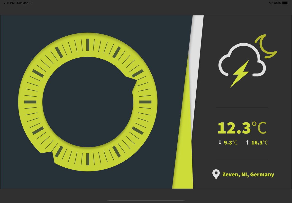 jsNerdic's tweet image. Here is a screenshot of my #FlutterClock entry. I tried to keep it as readable as I can and still create a remain a nice design.
Tell me: do you like it?