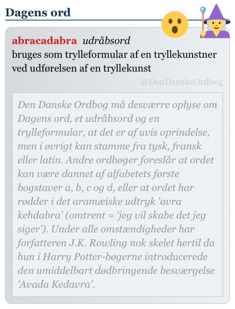 DenDanskeOrdbog's tweet photo. #trylleri #magi #hokuspokus #magiskcirkel #HarryPotter #sprognørd #ordordord #dksprog #dagensord
https://t.co/vnqhv6UJIl https://t.co/ogpMBWaOwr
