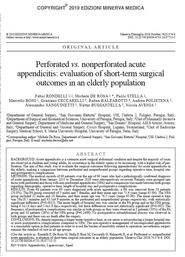 About postoperative complications, the superiority of laparoscopy is still under debate.
Some studies reported that laparoscopic appendectomy was associated with a higher incidence rate of postoperative intraperitoneal abscess compared to open surgery.
What do you think?