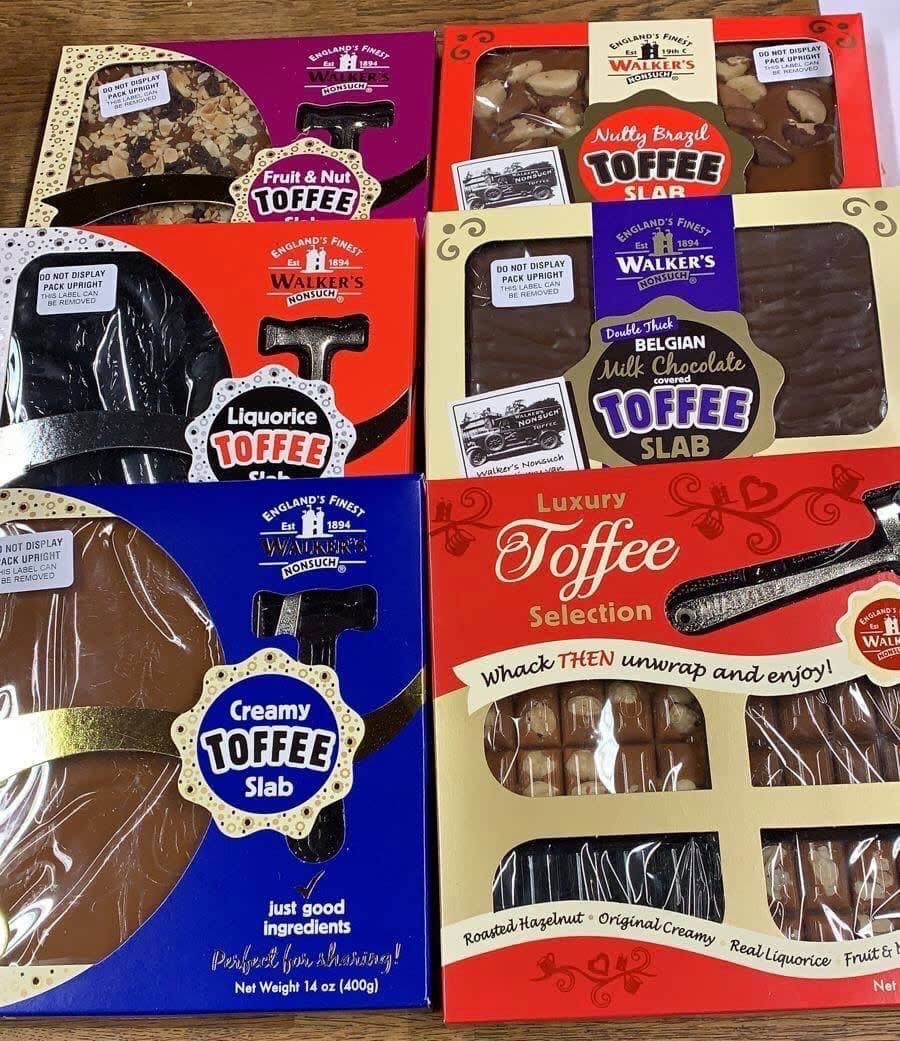 SMLAshby's tweet photo. Who loves toffee! Look at the great range of Walker’s Toffee Slabs we have in stock. They have their own toffee hammer to break it up into share size pieces. Perfect present for the toffee lovers! Visit in store or online https://t.co/WVBBU1X3Ry #walkerstoffee #toffee #Loveashby https://t.co/ppi31LdrMP
