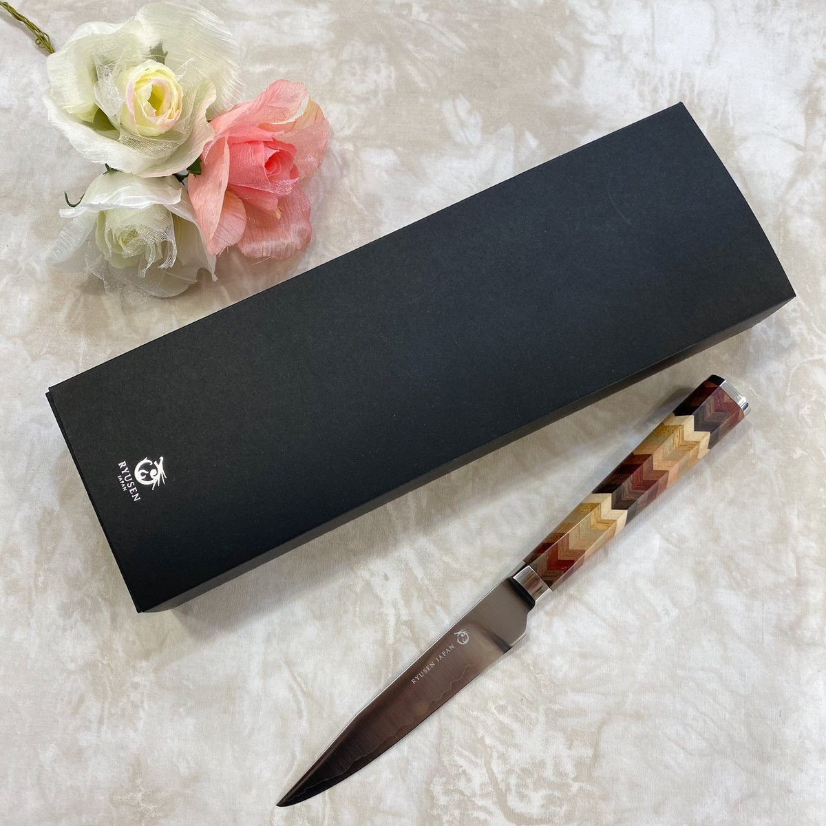 龍泉刃物　ナイフ YOSEGI SK06 箱根寄木細工 寄木ナイフ YOSEGI SK06 ダマスカス 100mm - 龍泉刃物 公式オンライン