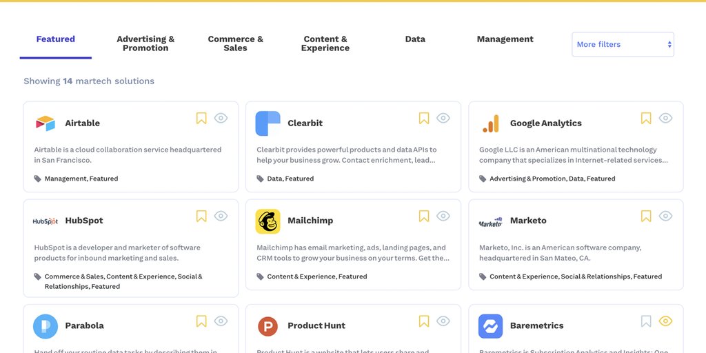 alexanderolssen's tweet photo. An impressive no-code tool on PH today!
Martechbase: A searchable database of 7,000+ marketing tools https://t.co/zAlM2zHymn via @agurejon https://t.co/AHgJ5m4G7c