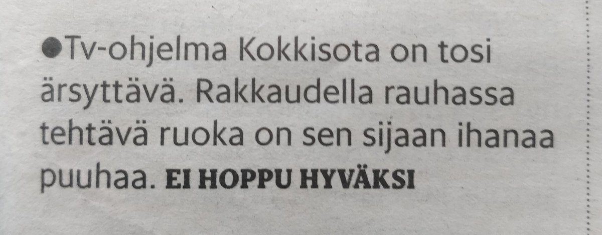 metrontekstarit's tweet photo. Pakko on kuitenkin Kokkisotaa katsoa. https://t.co/KAGDLIsvID