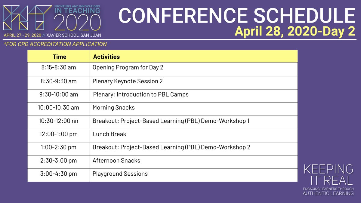 FITConPh's tweet photo. Take a peek at the general schedule of #FITCon2020, featuring sessions on PBL, makerspace, design-thinking, &amp; the interdisciplinary approach among others &amp; how technology is used as a means to support and facilitate them. Register at: https://t.co/5QG58tu95i #KeepingItReal https://t.co/U3xzmpjpWL
