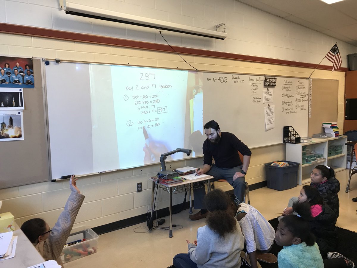 Math_Sherrie's tweet image. Building number sense in 4th grade at CW, Mr. Cagle’s and Dr. St. Laurent’s students working hard. #BigBlueOnTheMove
