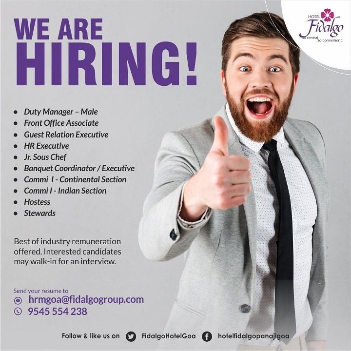 FidalgoHotelGoa's tweet image. Job opportunities!
Looking out for passionate and highly motivated individuals.
Interested candidates please inbox your details or email your resume hrmgoa@fidalgogroup.com

#hotelfidalgo #panaji #goa #jobopportunities #hotel #hospitality #foodandbeverage #kitchen #vaccancies