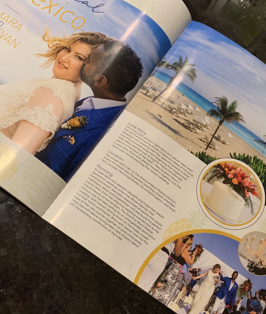 PAVwithMarie's tweet photo. Once again one of our destination wedding couples is being featured in the #destinationvowsmagazine.  Stop by the Modern Bride Wedding Show and get your free copy compliments of  This is Travel - VowsAway Jan 25/26.  #destinationwedding  #vowrenewal #honeymoon     #MBWS20 https://t.co/RPSwyHmRk1