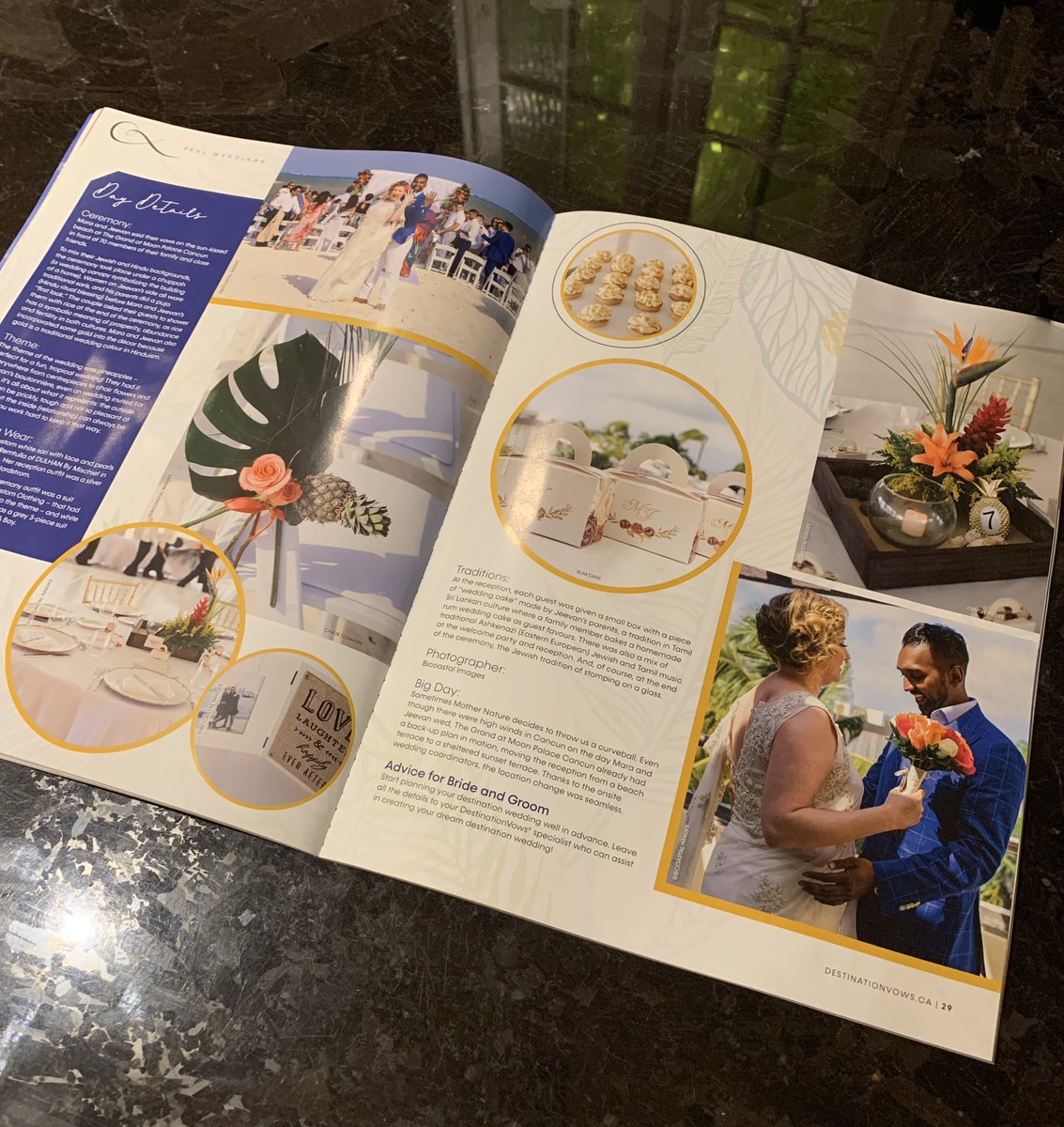 PAVwithMarie's tweet photo. Once again one of our destination wedding couples is being featured in the #destinationvowsmagazine.  Stop by the Modern Bride Wedding Show and get your free copy compliments of  This is Travel - VowsAway Jan 25/26.  #destinationwedding  #vowrenewal #honeymoon     #MBWS20 https://t.co/RPSwyHmRk1