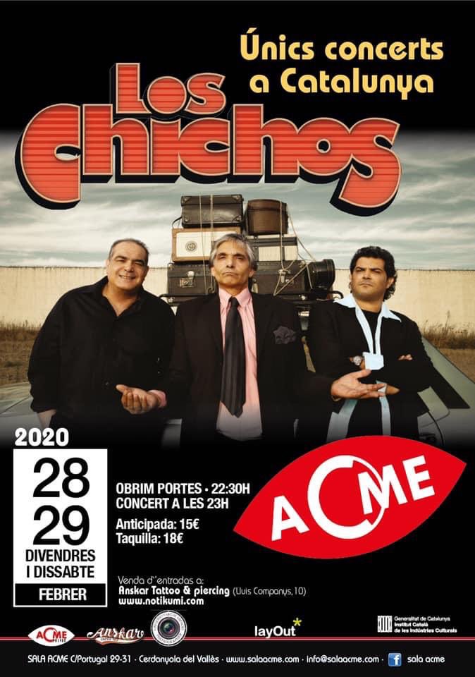SALAACME's tweet photo. 28 y 29 de febrero LOS CHICHOS EN CONCIERTO. ÚNICOS CONCIERTOS EN CATALUNYA. Cerdanyola. @SALAACME @Loschichosweb @loschichos87 Entradas 🎟 @notikumi @AnskarTP @SALAACME https://t.co/bMNBs7jGml