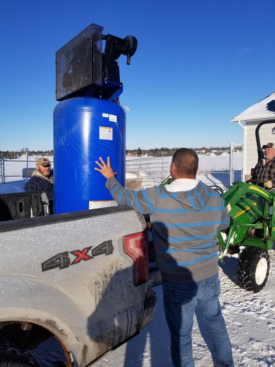 themcpeiSPF's tweet photo. The Property Management team has been busy on snow removal and doing great work. They are pretty excited about their new air compressor that will be vital in manufacturing fibreglass tanks and more @LIDevCorp #SPF #partnerships #PEI #Property #Management #Career #hatchery #build https://t.co/Z7sId6jeyY