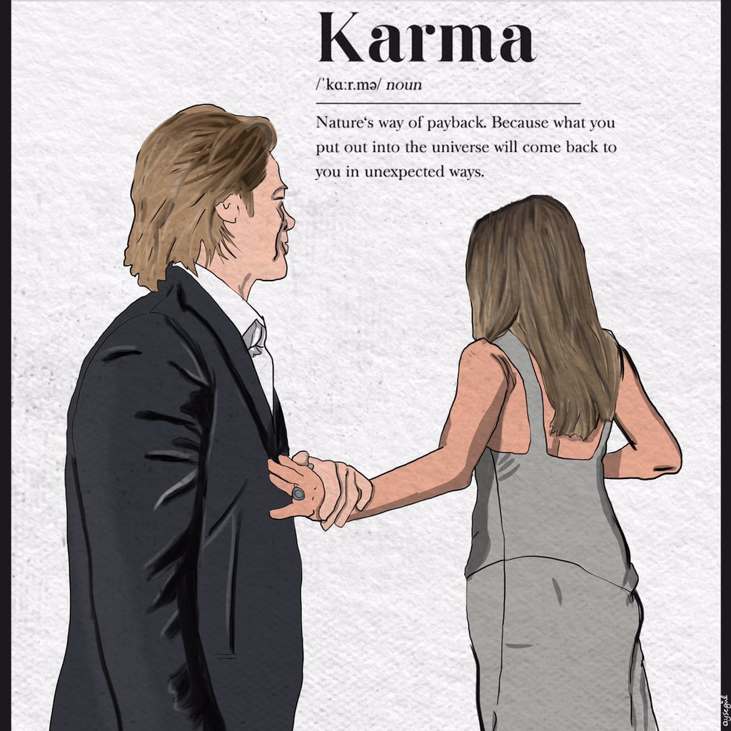 karma definition. #SAGAwards #JenniferAniston #BradPitt
