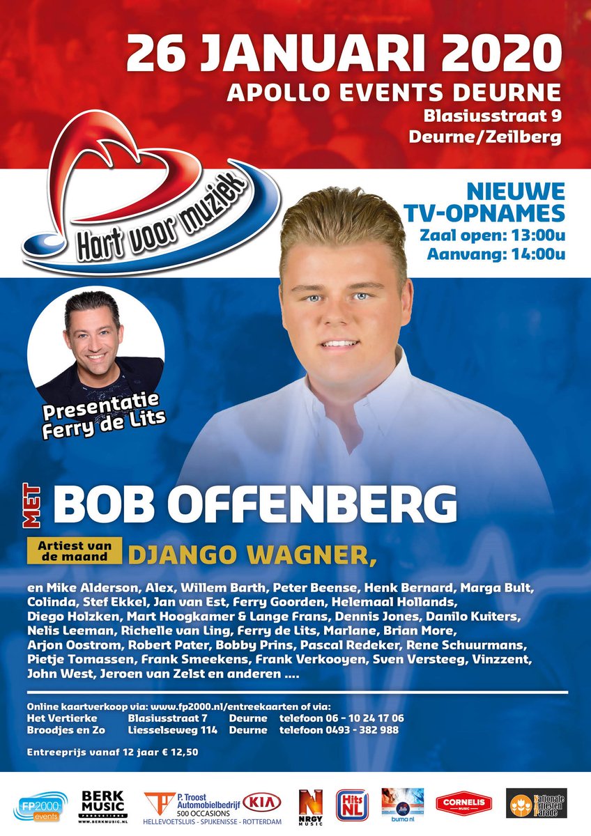 A.s. zondag nieuwe tv opnames van Hart voor Muziek ik ben erbij jij ook?!