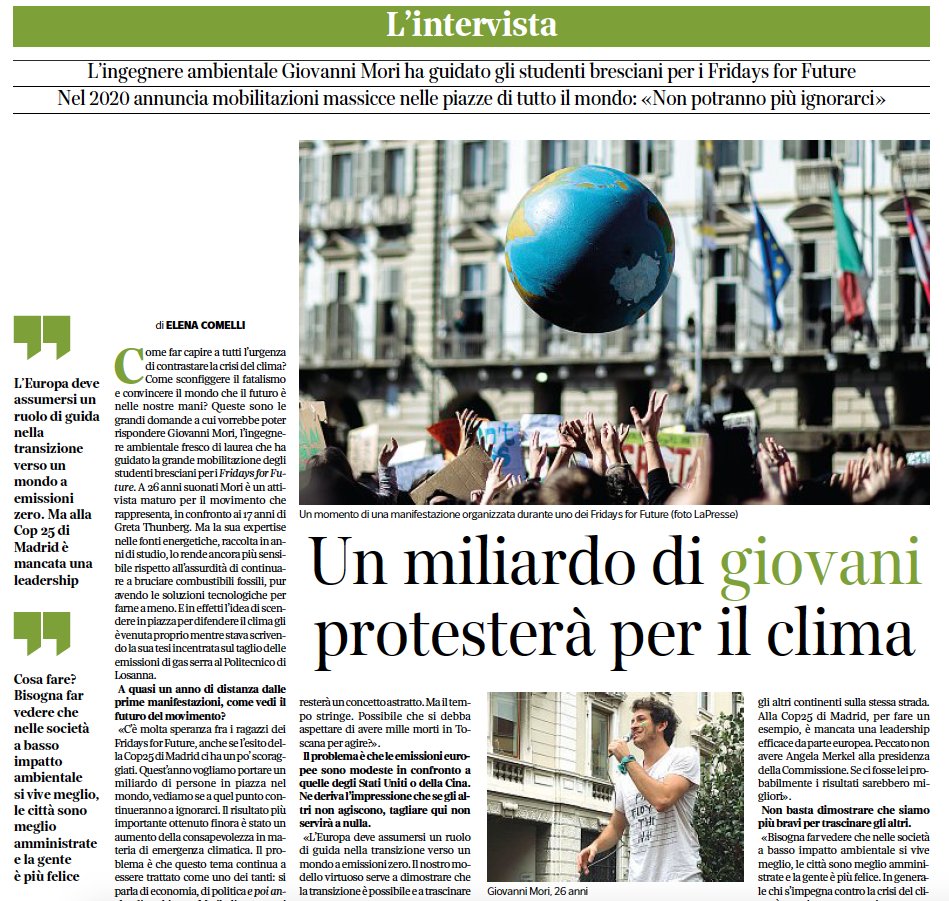 "I know you don't want to talk about this. 
But I will continue to repeat these numbers until you do".
#EmergenzaClima da #Davos2020 ai #FridaysForFuture.
"Porteremo in piazza un miliardo di ragazzi nel 2020",
parola di #GiovanniMori di <a href="/fffitalia/">Fridays For Future Italia</a>, via <a href="/CorriereBN/">CorriereBuoneNotizie</a>