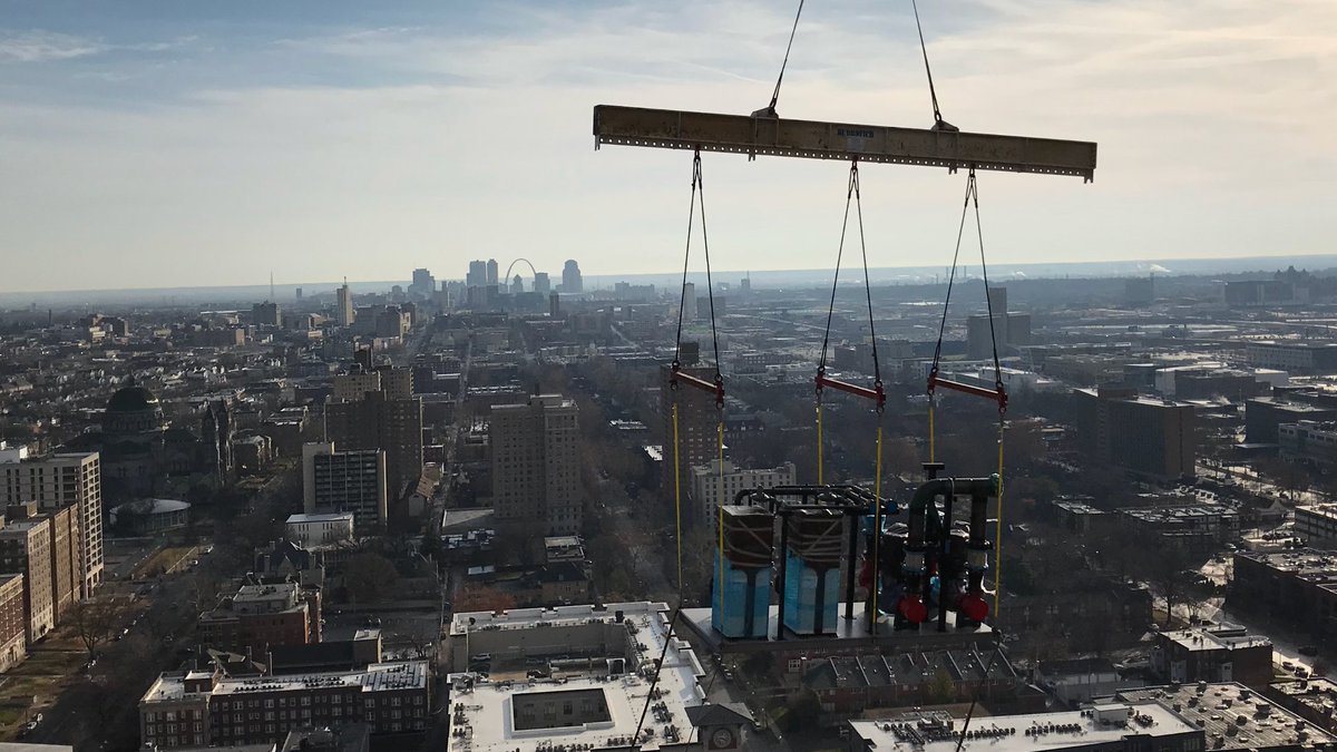 MidwestMachCo's tweet photo. Our STL team worked with Jarrell Mechanical Contractors and @ClaycoInc on this design-build #HVAC project for an apartment complex, providing @SPXCoolingTech #coolingtowers, @CamusHydronicsL #boilers, @ArmstrongFT #pumps, @ClimateMaster heat pumps, and @Spirotherm
 separators. https://t.co/0oezFiBjvm