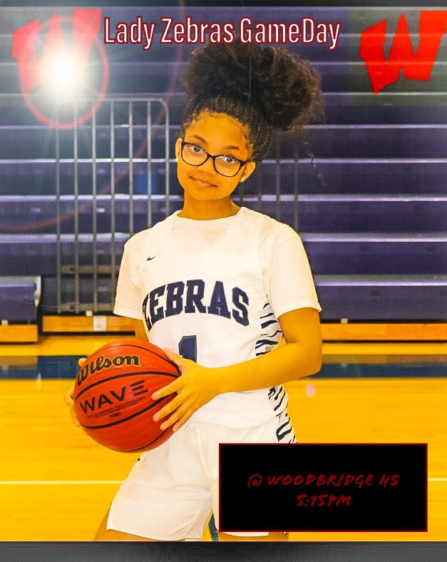 GAMEDAY! Come support your lady zebras as we travel to Woodbridge HS to face the Barrons at 5:15pm 🦓🏀‼️