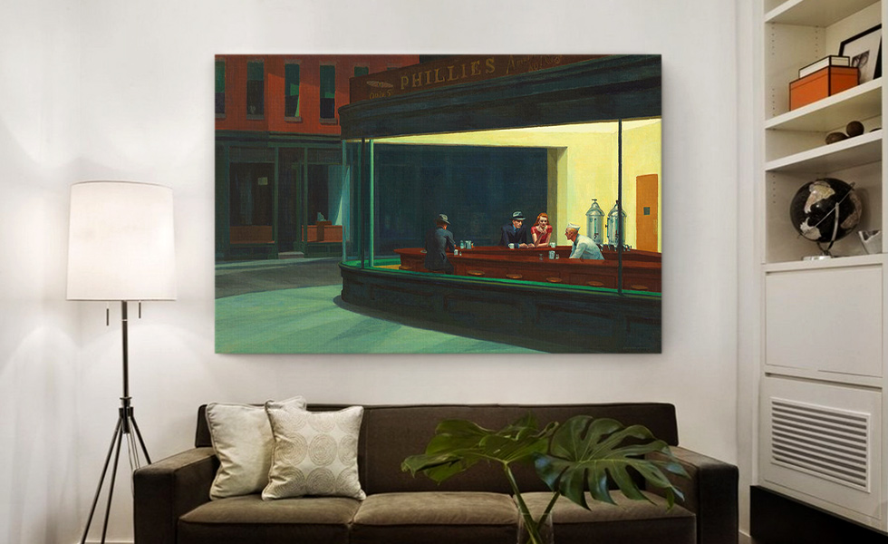 artcanvasinc's tweet photo. Nighthawks 1942 - The diner painting #Hopper #ARTCANVAS https://t.co/6o6A1KR1uV