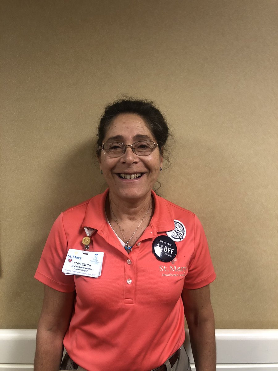 StMaryH's tweet photo. Claire, our Life Enrichment Assistant, has been with us for 4.5 years & her favorite things about activities is the bond she creates with the residents. #activityprofessionalweek https://t.co/L4JFOqGuyL