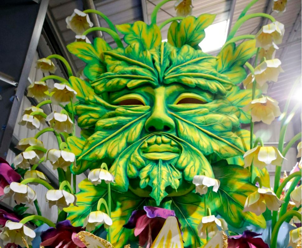 Face of Green Man, a figure of rebirth related to the wild man figures 