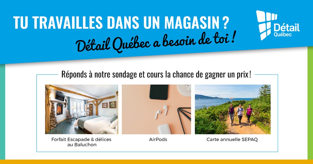 💥CONCOURS💥 
Vous travaillez dans un commerce de détail au Québec? 
Répondez à notre sondage afin de participer:
👇👇👇
detailquebec.com/concours-expri…