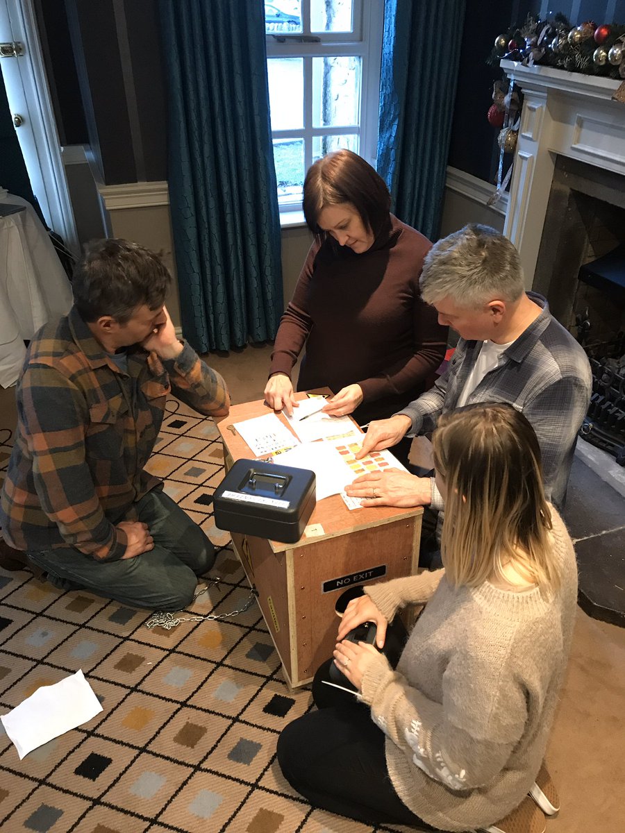ClearSkyTeam's tweet photo. Team works to solve the mobile escape room challenge https://t.co/xeFa8FwXXs