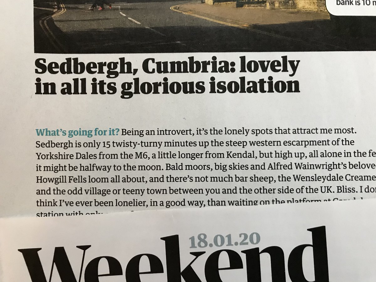Lake_DistrictTG's tweet photo. Full page for Sedbergh, #Cumbria in 'Let's move to' in @guardianweekend on Saturday. Howgills are on doorstep (pic @ninaclaridge). 

Stay at @stayatmalabar or @blkbullsedbergh. @farfieldmill #YorkshireDales @threeharescafe @thedalesman1 @visitsedbergh #booktown @SedberghSchool https://t.co/Vh9q4ZDNRO