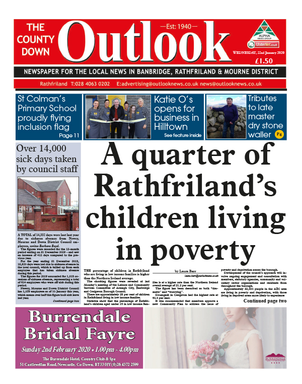 CoDownOutlook's tweet image. In this week's Outlook
* Quarter of Rathfriland children live in poverty
* Victim of Kilkeel break-in speaks of its impact
And in sport
* Coverage of @KilcooGAC All Ireland Club final
* St Mark's are South Down Schools' champions
