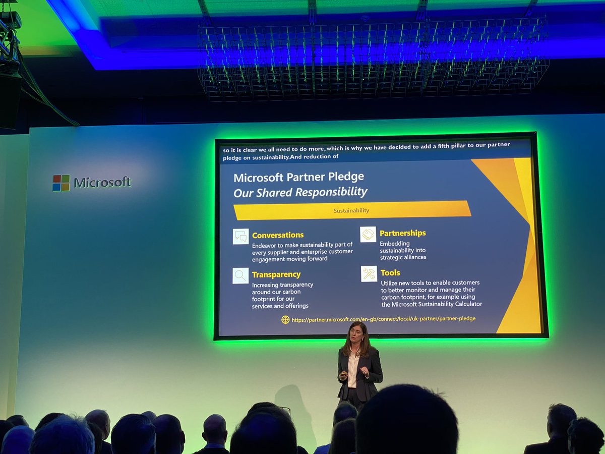 @CindyRose @mspartnersuk calls for partners to join the Shared responsibility pledge for sustainability - who’s going to pledge? We’re looking forward to the carbonfoot print calculator 💚#mspartners #msadvocate #techforgood #Sustainability