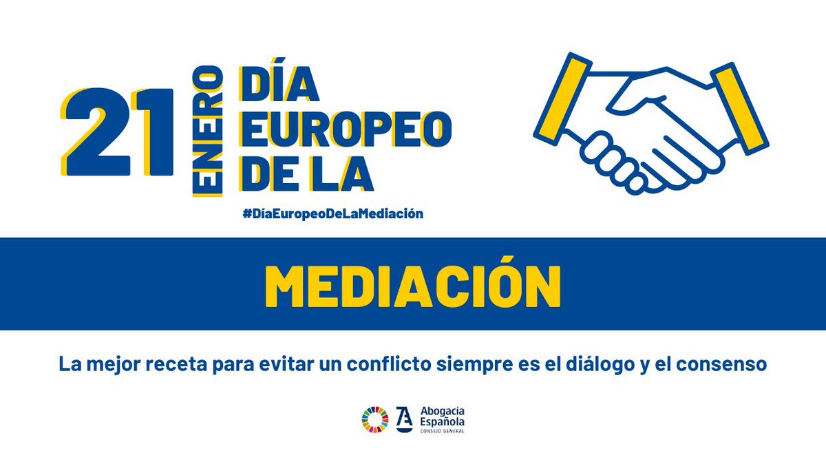 _OrtegaVictoria's tweet photo. La #Abogacía cree en la #mediación y apuesta por ella. Frente al conflicto, siempre es mejor la palabra y el acuerdo. Un sistema de justicia moderno debe incorporar medios alternativos de solución de conflictos como la mediación #DíaEuropeoMediación https://t.co/u8bBENYjtw