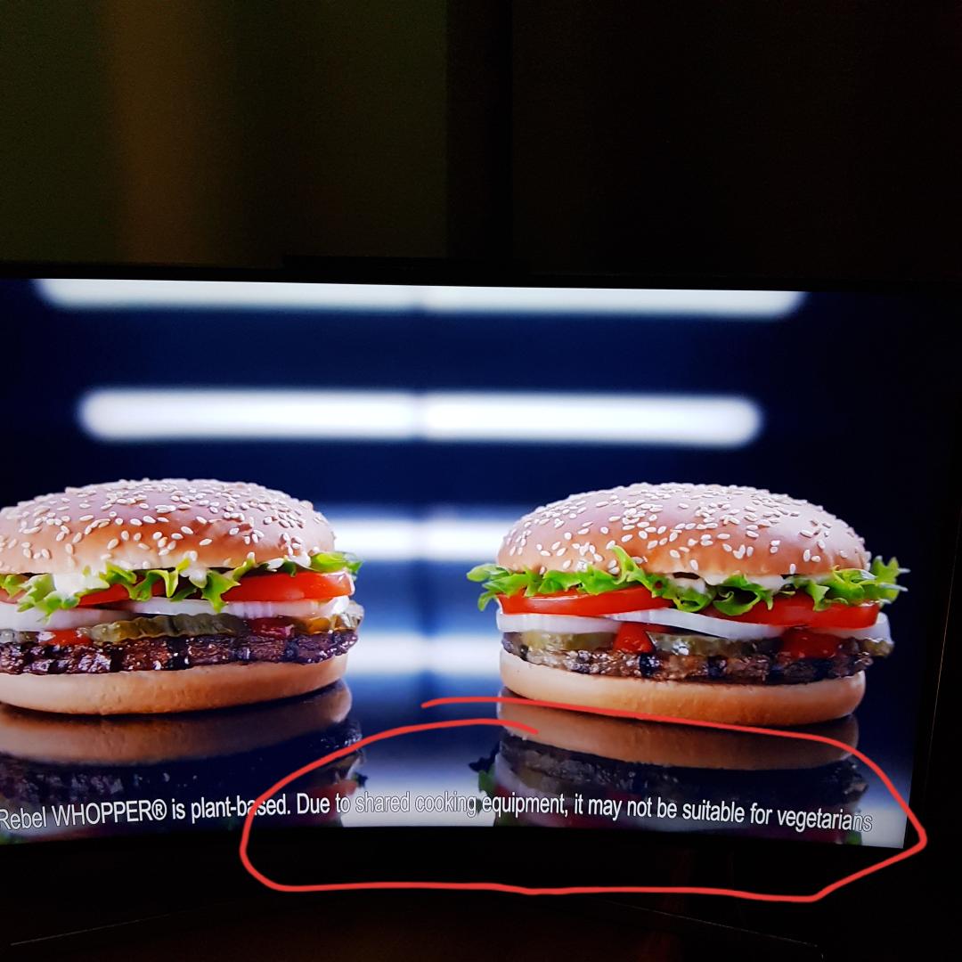 'Due to shared cooking equipment, it may not be suitable for vegetarians." Are you kidding me, <a href="/BurgerKing/">Burger King</a> ? This is an insult to #vegans and #vegetarians