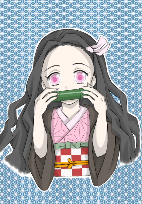 麻田なるさんがTwitterに投稿した竈門禰豆子(鬼滅の刃)のイラスト。