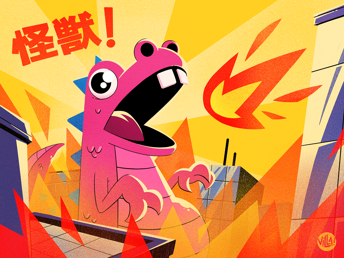 Procreate Godzilla 怪獣! by Jordi Villaverde https://t.co/sYjppjNCAN #illustration #cartoon ...
