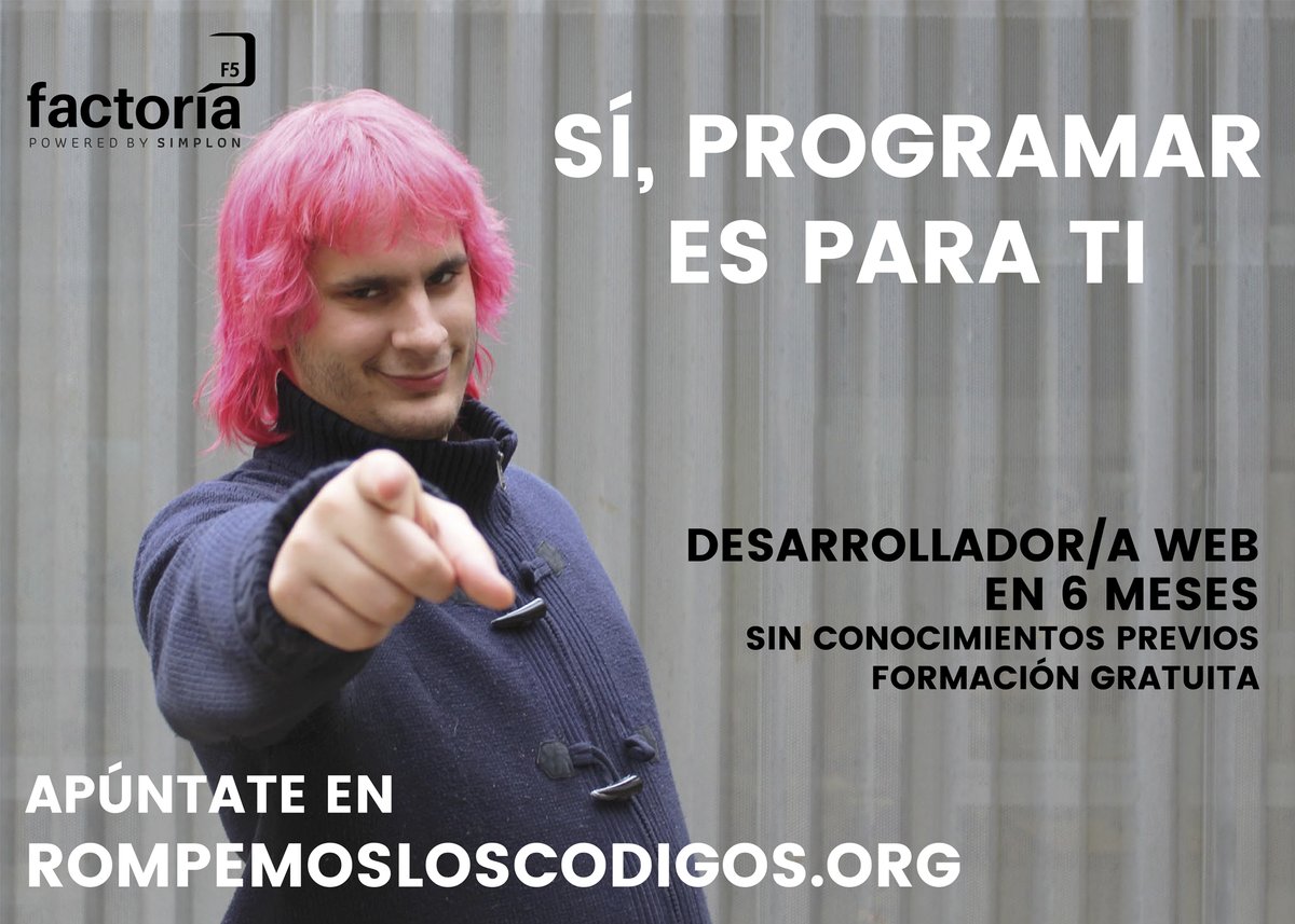 📣Abiertas las plazas📣 Conviértete en Desarrollador/a Web en 6 meses⚡️Formación presencial y gratuita. Inicio de la formación en marzo #rompemosloscodigos
#talentodigital