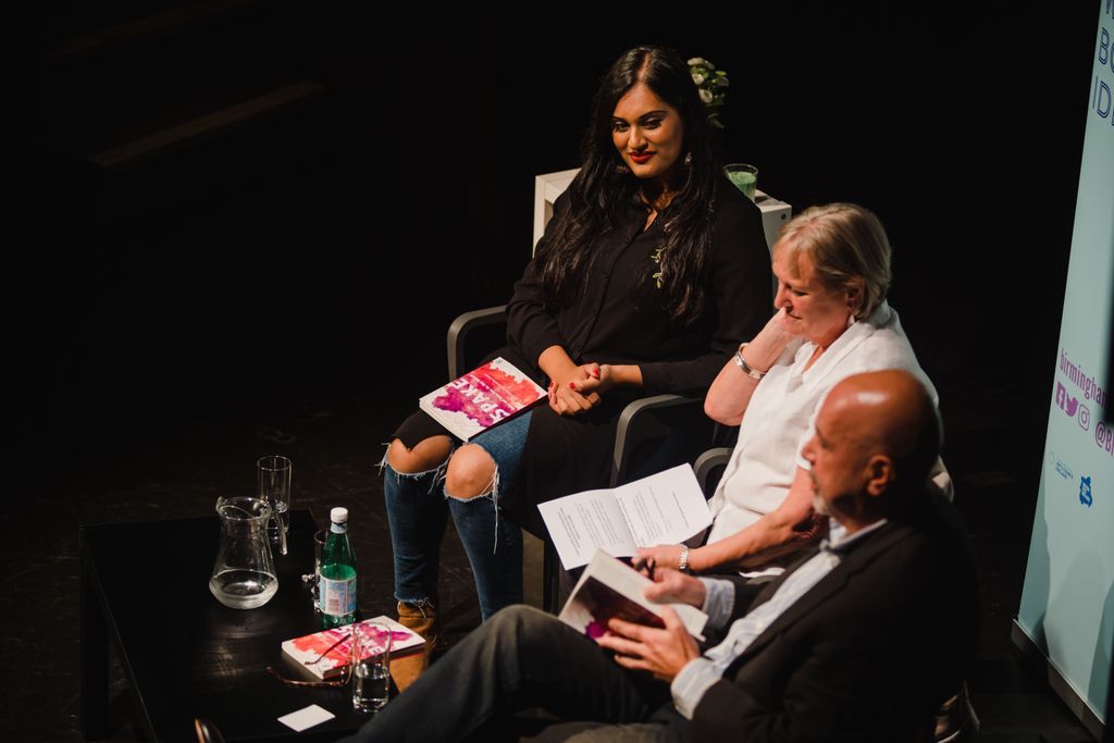 BhamLitFest's tweet photo. Throwback to #BLF19! Here we have @RupinderKW, @UrszulaLinguist and Paul McDonald at the sell-out launch of the Spake anthology, held at @mac_birmingham. With more to be said on WM dialect, why not join @writingwestmids on 5th Feb (6pm) at @BhamWaterstones?https://t.co/3mn4e34wSU https://t.co/W8tT2rZla7