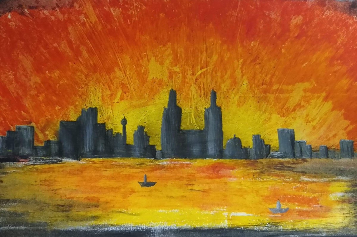 Class9DPS's tweet image. In art, we have been using oil pastels to blend to create Blitz scenes! @DartonPrimary #DPS_art