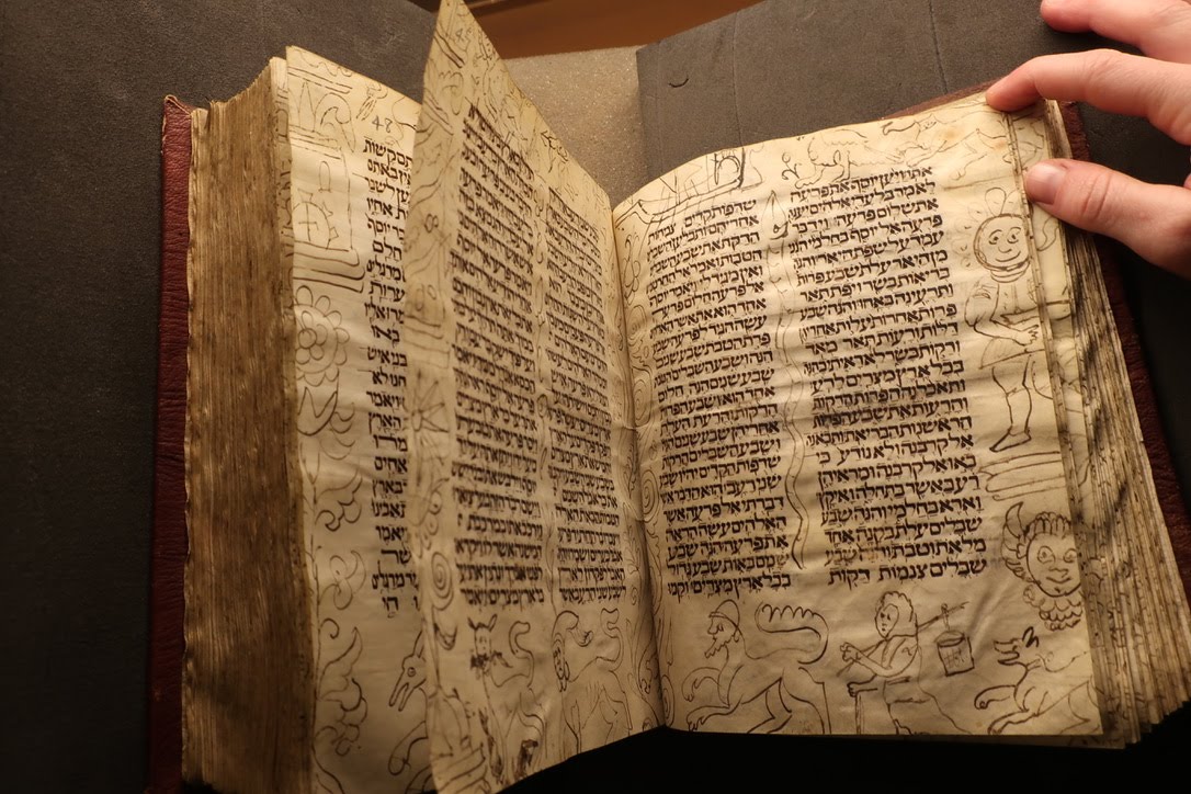 MS. Canon. Or. 41: opening showing marginal drawings