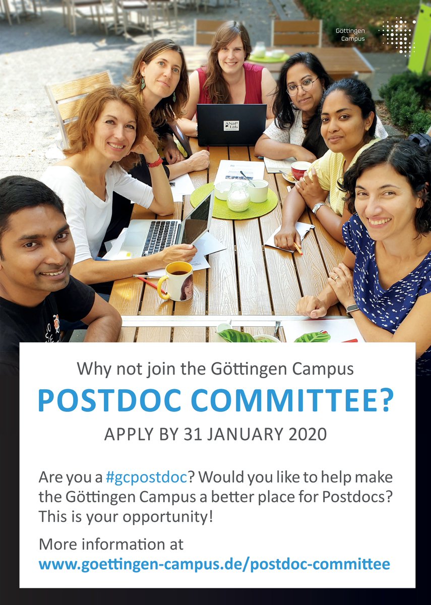 thegoecampus's tweet image. You can still join the Postdoc Committee in 2020! Apply by  31 January #gcpostdoc #takepart goettingen-campus.de/postdoc-commit…