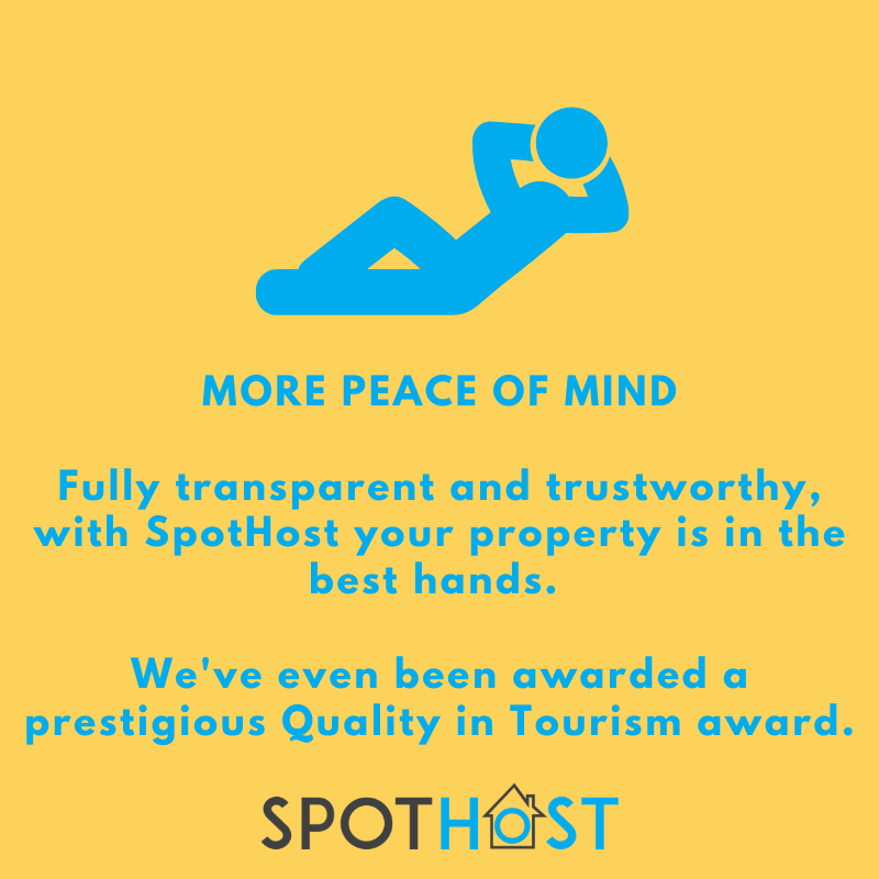 We always check your guests out, and personally check them in, giving you complete piece of mind.

That's why we're the Heroes of Hosting.

Get in touch today for a free quote:
📞 0141 375 1886
📥: enquiry@spothost.co.uk