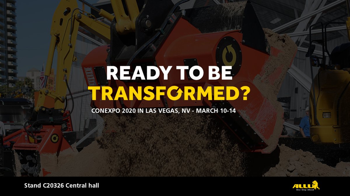 AlluGroup's tweet photo. Are you ready for @conexpoconagg?
Make sure to visit ALLU at stand C20326 in the Central Hall C1-C2. See you in Las Vegas in March!
#Conexpo #Conexpo2020 #ALLUTransformer https://t.co/gId5YzdWXI