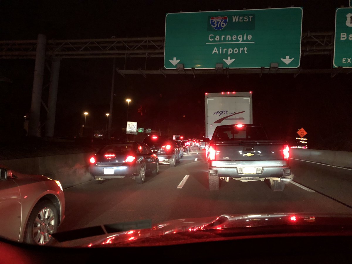 Stuck in traffic on the Parkway West outbound on my way to check out an accident. <a href="/KDKA/">KDKA</a> @CelinaPompeani